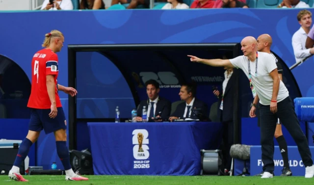Norway's Erling Haaland walks off the pitch