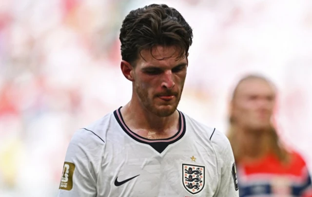 England's Declan Rice at half time