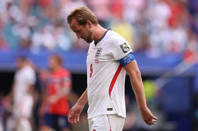 Harry Kane of England reacts