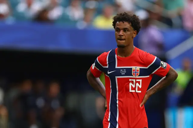 Oscar Bobb of Norway looks on