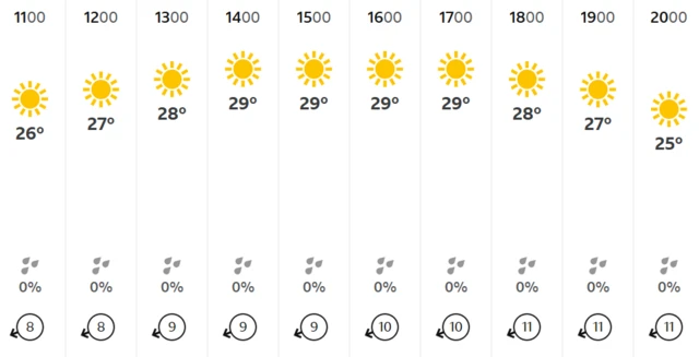 Hour-by-hour weather forecast