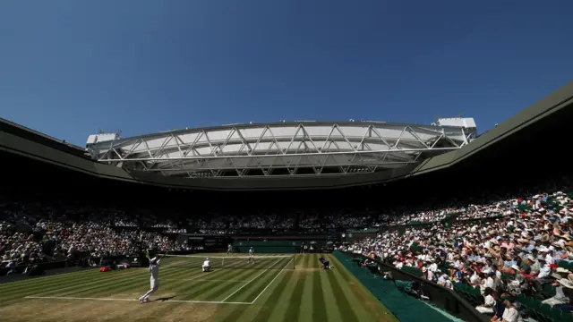 General view of Centre Court at Wimbledon