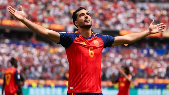Mikel Merino celebrates