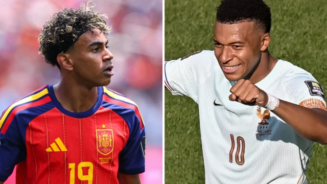 Lamine Yamal and Kylian Mbappe