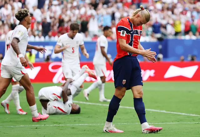 Erling Haaland #9 of Norway reacts