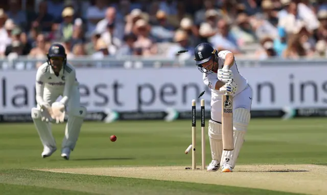 Alice Capsey is bowled by Kranti Gaud