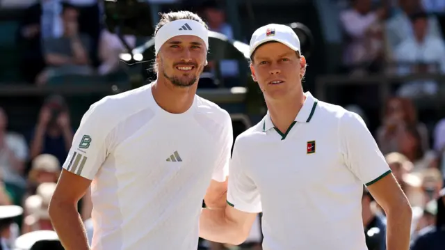 Alexander Zverev and Jannik Sinner pose together before the final