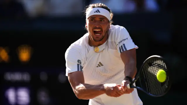 Alexander Zverev hits a backhand
