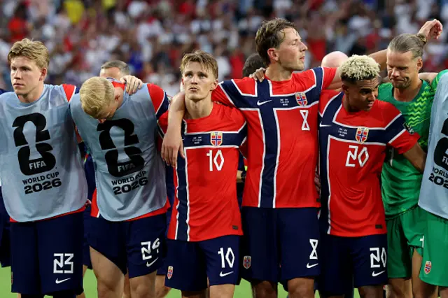 Martin Odegaard #10 of Norway looks dejected