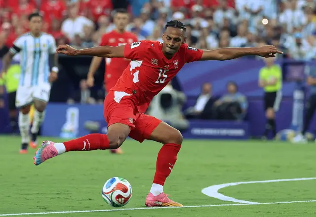 Djibril Sow controls the ball