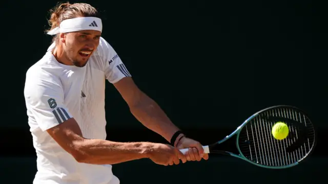 Alexander Zverev hits a backhand