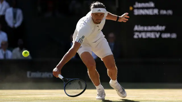 Alexander Zverev hits a backhand