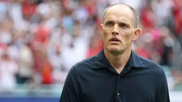 England's Coach Thomas Tuchel during the FIFA World Cup 2026 Quarter Final match between Norway and England at Miami Stadium on July 11, 2026 in Miami Gardens, Florida.