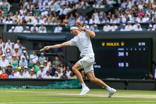 Alexander Zverev returns at Wimbledon