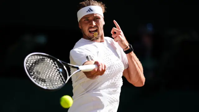 Alexander Zverev hits a forehand