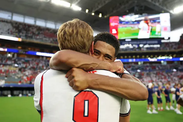 Jude Bellingham #10 and Harry Kane #9 of England celebrate