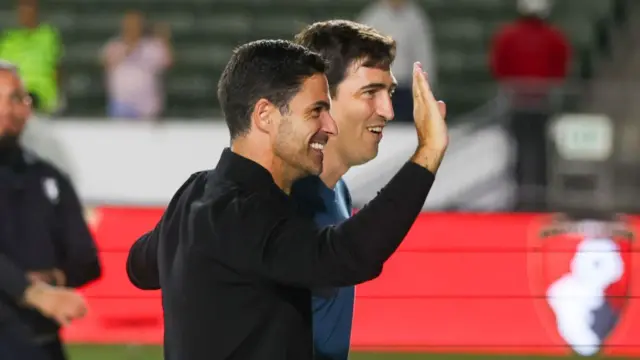 Mikel Arteta and Andoni Iraola