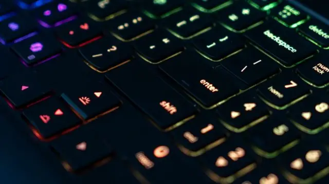 A lit up keyboard