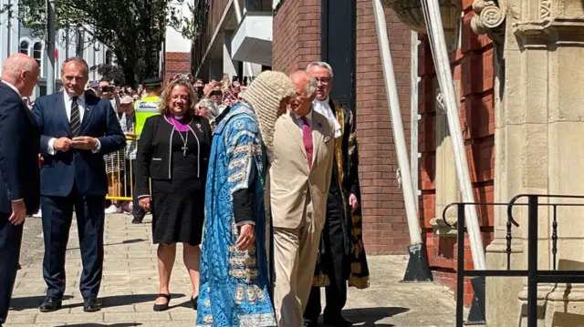 King Charles arrives outside Tynwald buildings