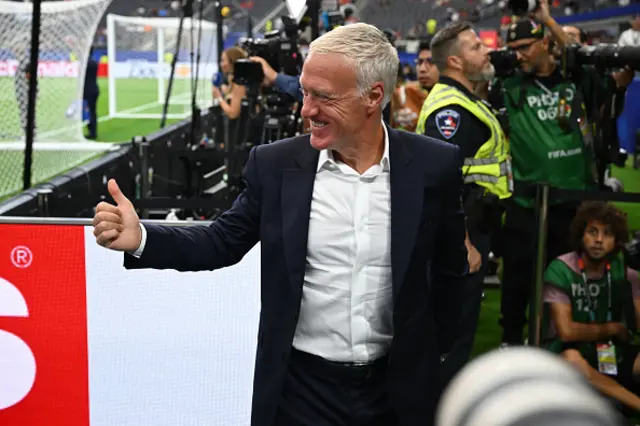 Didier Deschamps looks on