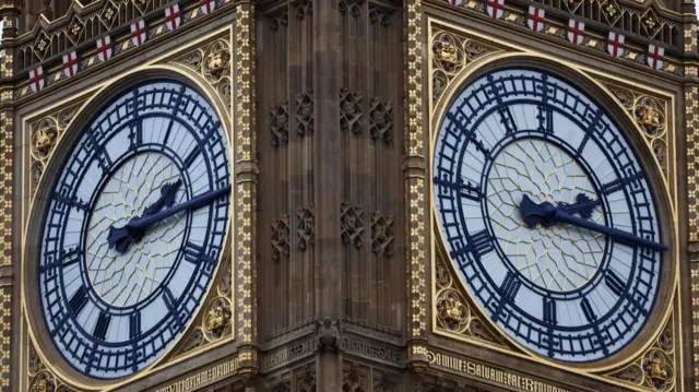 The clock face of the Elizabeth Tower, more commonly known as Big Ben in London, Britain, was 14 December 2023.