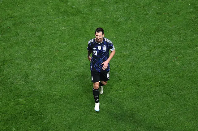 Lionel Messi #10 of Argentina looks on