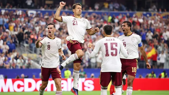 Mikel Oyarzabal celebrates scoring