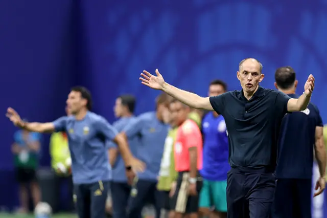 Thomas Tuchel, Manager of England, reacts
