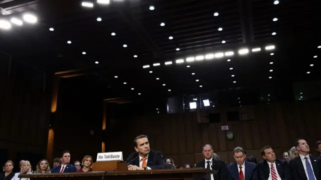 Todd Blanche speaks to the Senate Judiciary Committee
