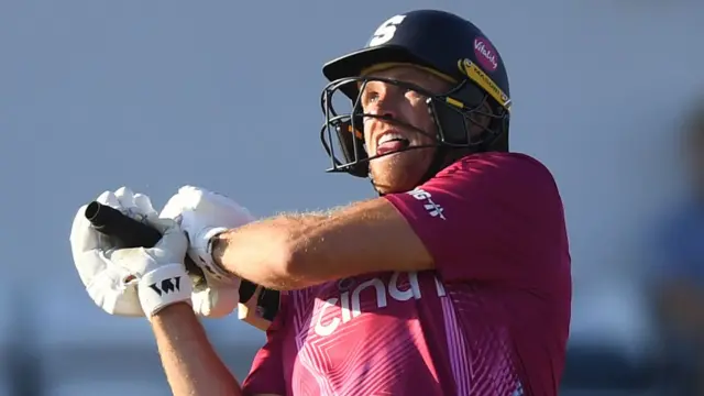 David Willey plays a shot