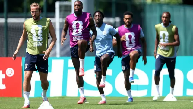 England players in training