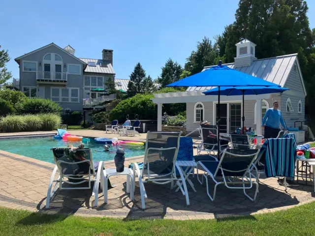 Picture of a pool and sun loungers