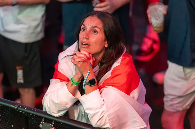 England fan draped in an England flag