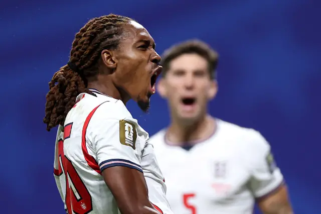 Djed Spence #25 of England reacts