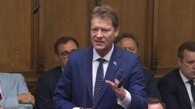 Reform UK's Richard Tice wearing a navy blue suit
