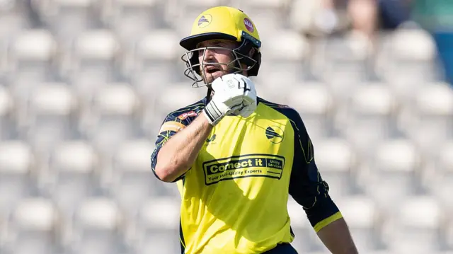 James Vince celebrates scoring century