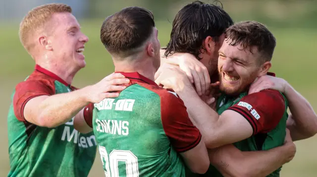 Glentoran celebrating