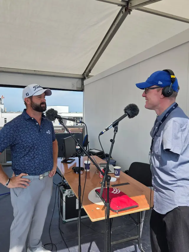 Matthew Baldwin speaking to BBC Sport's Andy Stevenson after his first round at Royal Birkdale