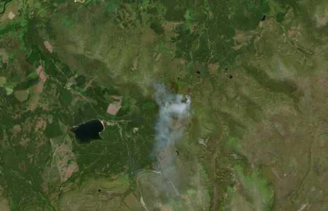 This Copernicus satellite image show smoke from the fire drifting southwards
