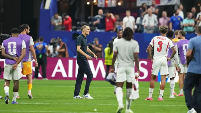 Thomas Tuchel (England) with post game despair during Semi final at FIFA World Cup 2026, England and Argentina, Atlanta Stadium, Atlanta, USA on July 15 2026