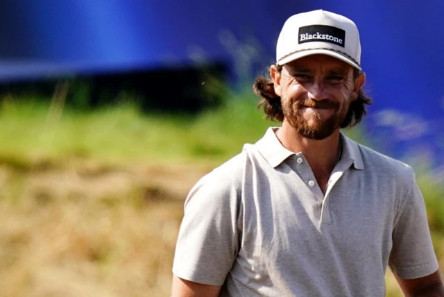 Tommy Fleetwood of England after teeing off