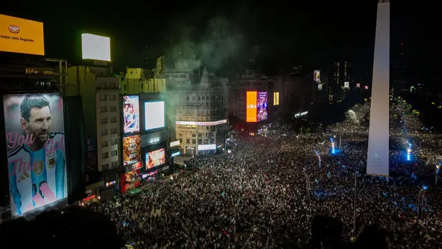 aerial shot of Buenos Aires celebrating Argentina win