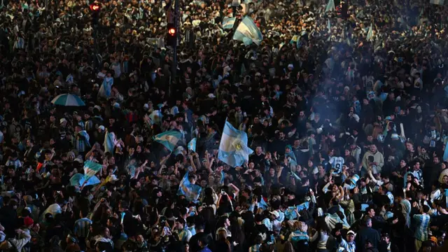 aerial shot of Buenos Aires celebrating Argentina win