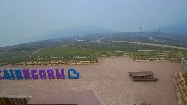 Still image from cameras on Cairngorm showing smoke in the distance