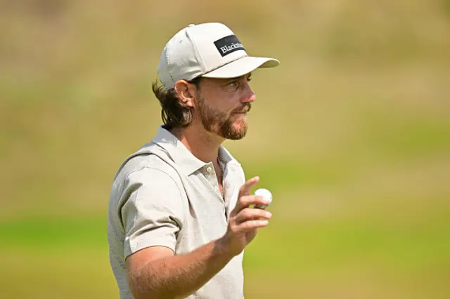 England's Tommy Fleetwood reacts