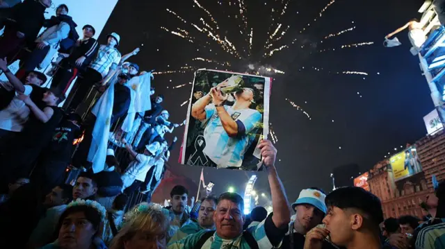 people in Buenos Aires celebrating Argentina win