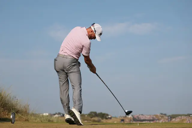 Justin Thomas of the United States tees off