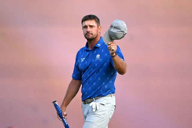 Bryson DeChambeau of the United States acknowledges the crowd