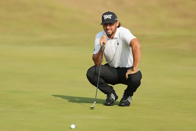 Marco Penge of England lines up putt