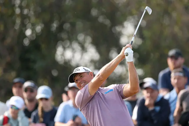Padraig Harrington of Ireland tees off